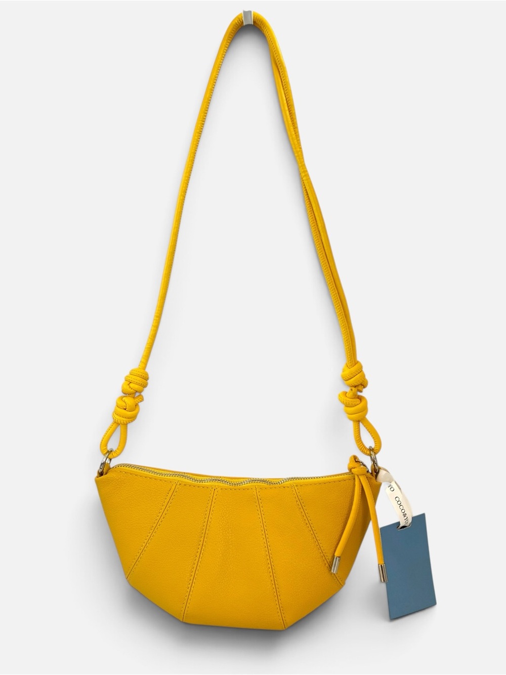 Yellow Knotted Strap Shoulder Bag - Women's Casual Crossbody - Picture 2 of 4